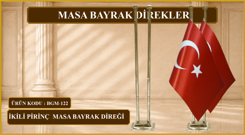 İkili Pirinç Masa bayrak Direği